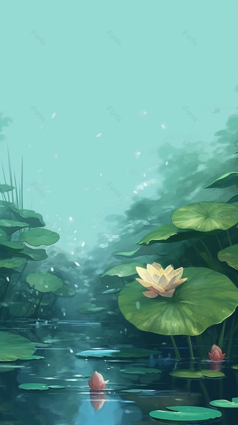 绿色的植物荷叶红色的荷花背景,插画/手绘图,插画/手绘图库,插画/手绘图下载,插画/手绘